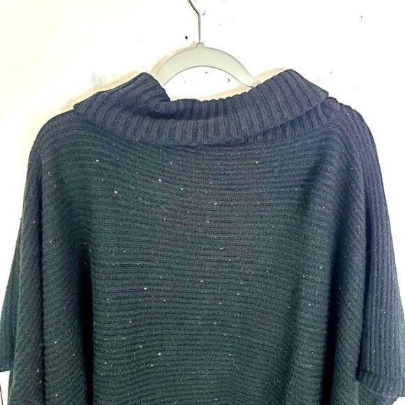 Apt 9 Poncho Womens One Size Cowl Neck Sequin Knit Elevated Casual Black - Picture 6 of 7